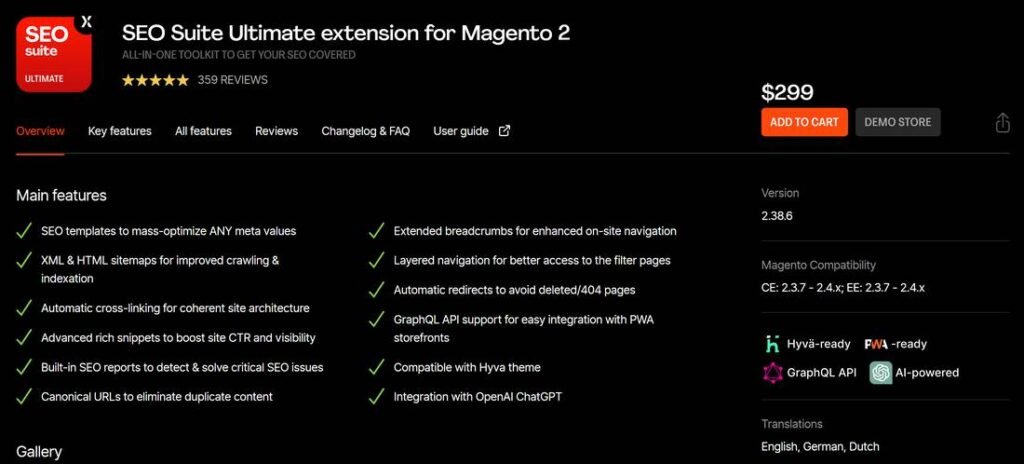 Screenshot from "Mageworx SEO Suite Ultimate" website