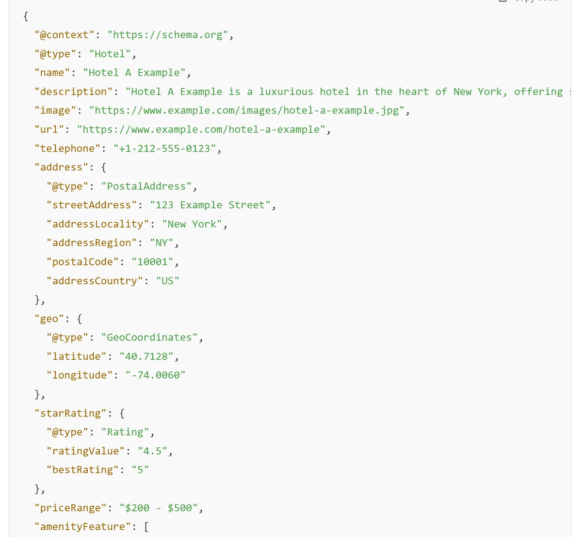 Structured Data example