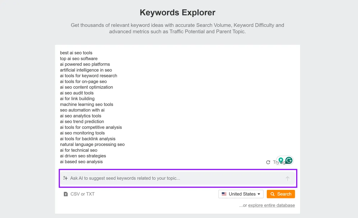 Ahrefs AI keyword features