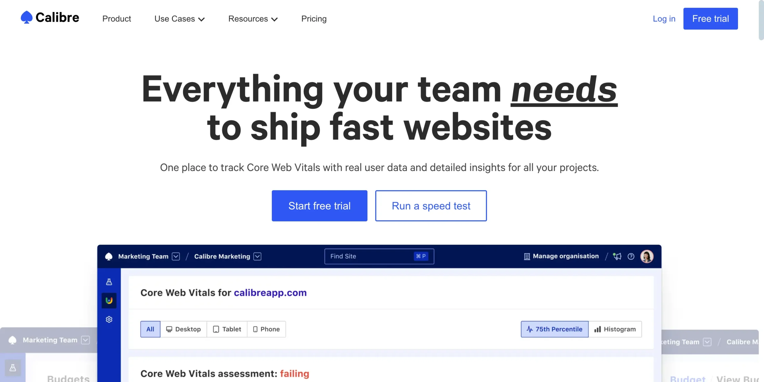 How to Check Page Speed in Bulk: Top 8 Tools For 2025 Calibre website screenshot