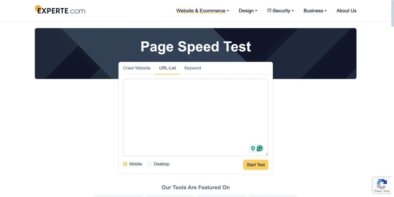 How to Check Page Speed in Bulk: Top 8 Tools For 2025 EXPERTE.com website screenshot