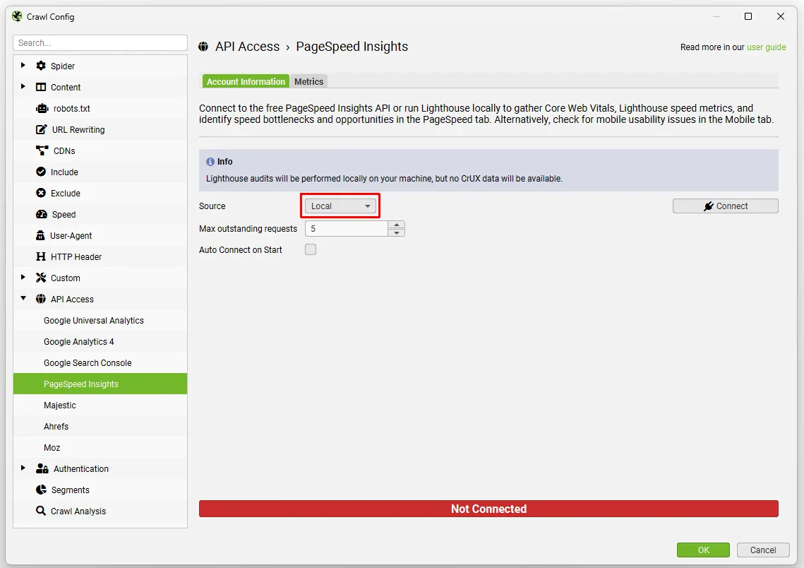 How to Check Page Speed in Bulk: Top 8 Tools For 2025 Screaming frog API integration screenshot