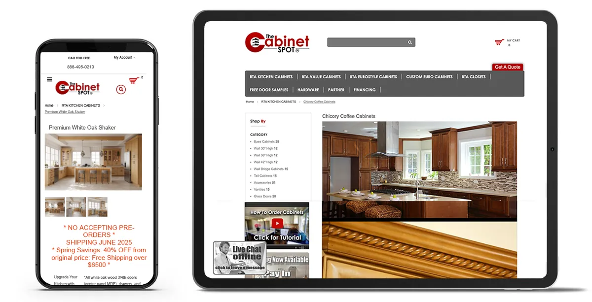 Case Studies: Thecabinetspot Image on Thecabinetspot website on mobile and tablet