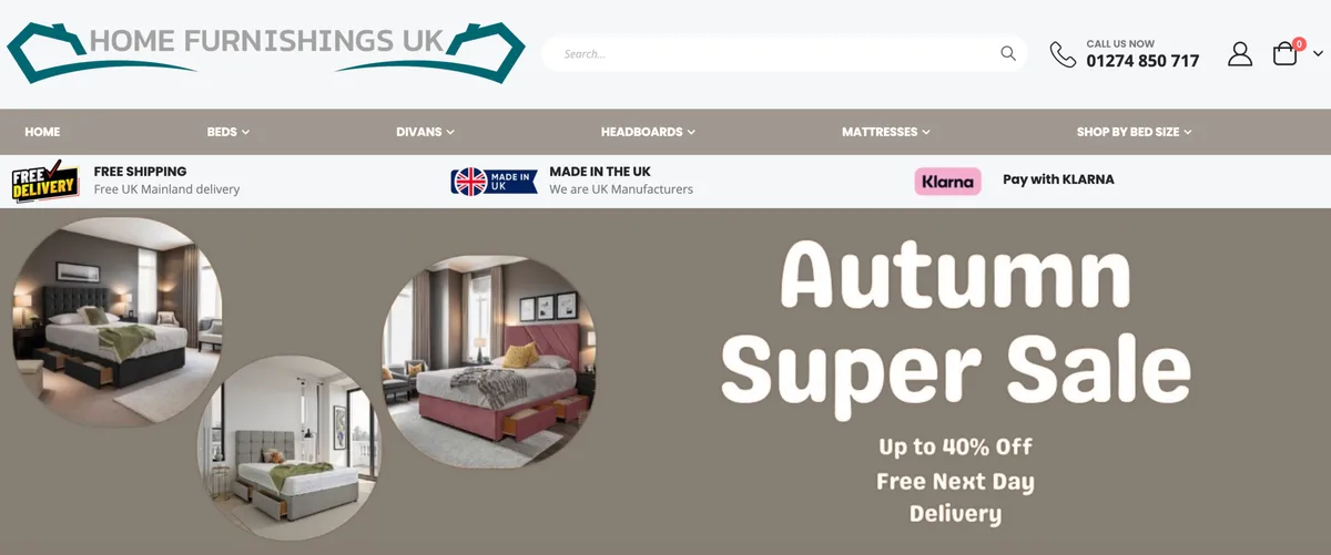 HomeFurnishingUK (Hf4you.co.uk) homepage screenshot